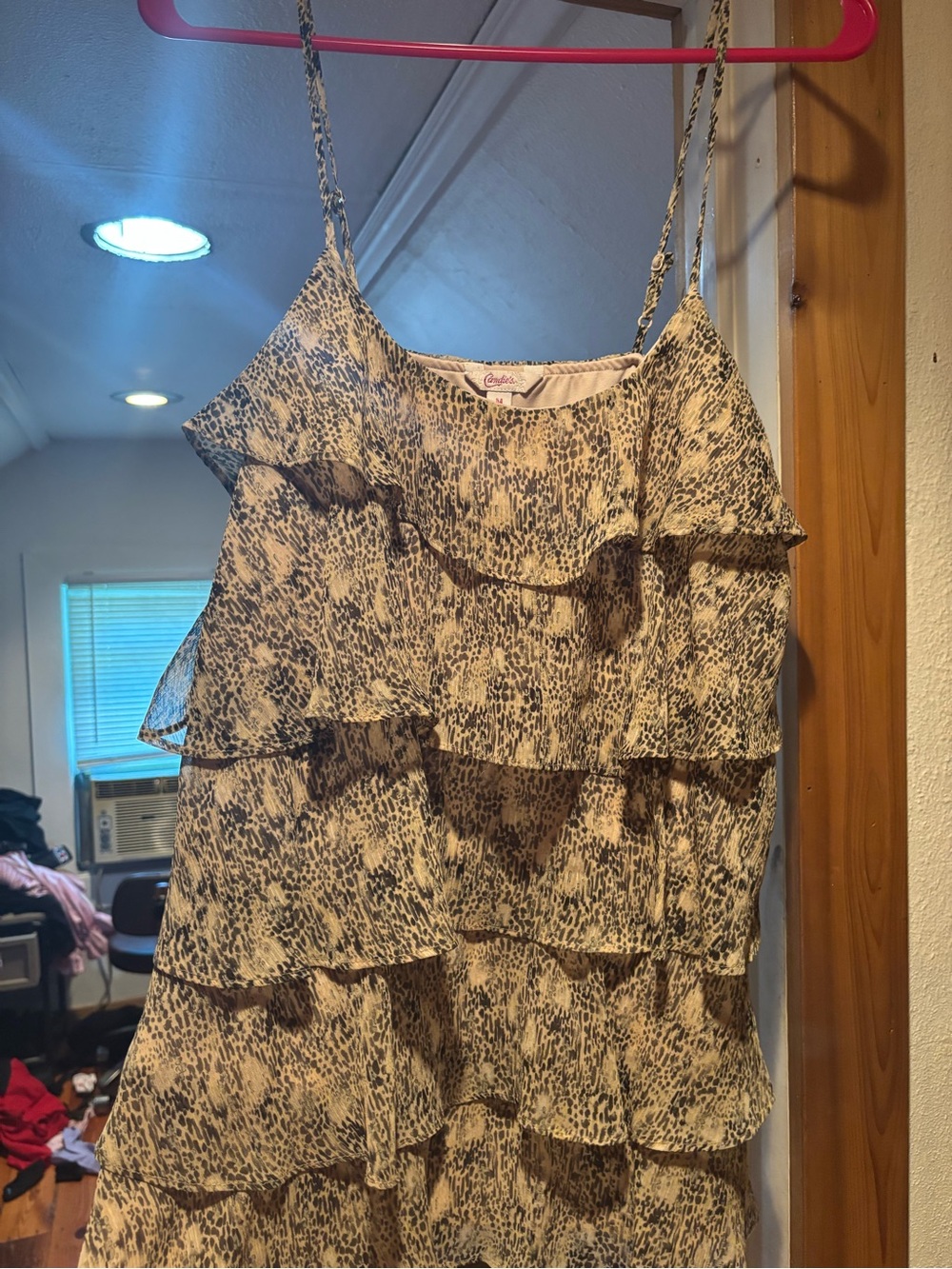 Candie's Beige and Black Ruffle Tiered Cami Top